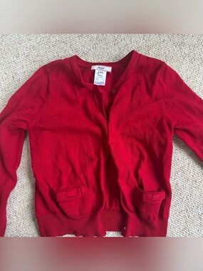 LIKE NEW Jacadi Classic Red Girls Crewneck Sweater - Timeless Knit Size 10A